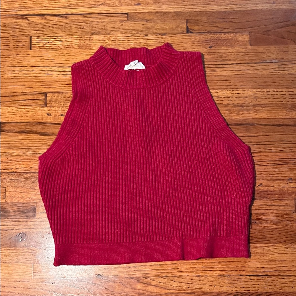 Eesome Vibrant Red Ribbed Crop Top